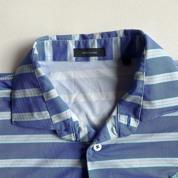 Turtleson‎ blue/pink striped polo tennis prep classic traditional casual large - Picture 3 of 8